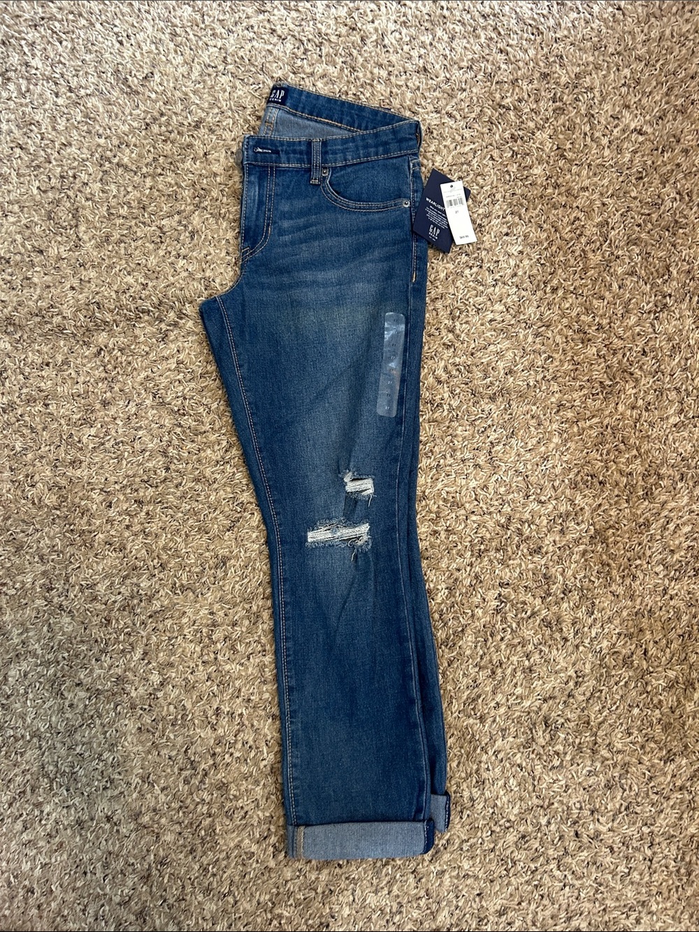 GAP Women’s Medium Blue Distressed Boyfriend Jeans